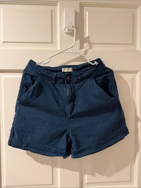 Casual Cotton Bermuda Shorts in Deep Blue - Women's